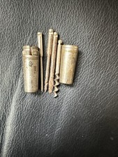 Victorian Brass Pocket Multi-Tool Capsule – Mini Drill Bits & Awl – Antique Tool