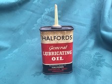 Genuine Vintage Halfords Oil Tin Can Automobilia Collectors