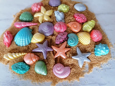 Edible Sugar Icing Sea Shells Pale and Sand Beach Cupcake Toppers Cake Mermaid
