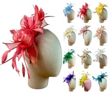 Ladies Feather Fascinator Looped Headband Clip Party Wedding Prom Royal Ascot UK