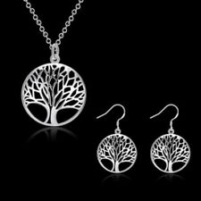 ?? 925 Sterling Silver Gift Tree of Life Pendant 18" Necklace Chain / Earrings