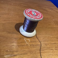 Barbours Brown 3 Courd 2oz Cord Irish Linen Thread No 35 Wooden Bobbin Reel Used