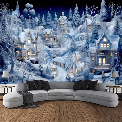 Christmas town snow scene - 3d,