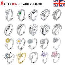 Anti-anxiety Silver Spinner Fidget Rotating Ring Women Gift Ball Band Adjustable