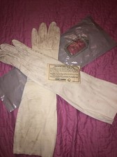 Christian Dior Vintage 40s Cream Leather opera Gloves Gants Perrin size 6 new