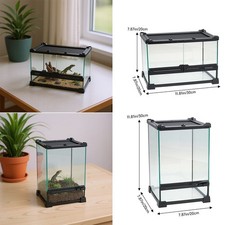 Clear Glass Nano Habitat Small Reptile Vivarium Stackable Spider Insect Tank