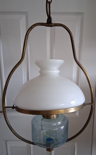 Milk glass brass hanging oil - glass,