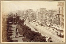 Princes street, Edinburgh, Scotland.  Rare original 1880s albumen photograph