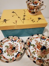 1930s Vintage Imari Bone China Trio In Hand-Decorated Gift Box Royal Albion 
