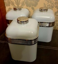 Swan Retro Storage Canisters 1L Capacity Iron Chrome Tea Coffee Sugar Blue Set