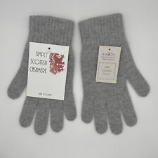 100% Pure Cashmere Knitted Flannel / Light Grey Gloves Warm Short Ribbed Cuff