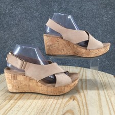Clarks Sandals Womens 9.5 Wide Caslynn Shae Platform Slingback Beige 26107067