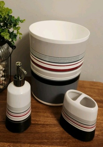 3pc black gray red - gray,, bathroom