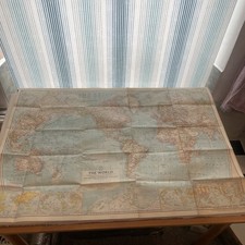 1957 National Geographic Magazine Paper Map The World Vintage Map