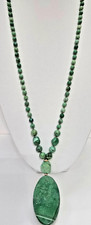 LOLA ROSE GORGEOUS LONG MOTTLED GREEN QUARTZ GEMSTONE NECKLACE 30" + - NWOT