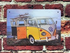 Classic VW Volkswagen Surf Camper Van Beach Vacation Plaque Sign Large 8 x 12"