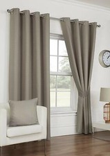 WAFFLE TAUPE CURTAINS EYELET