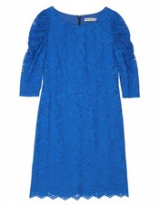 KATE COOPER Womens 3/4 Sleeve Sheath Dress UK 14 Large Blue Floral Viscose BM49