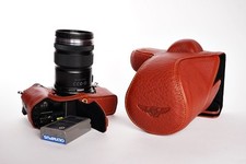 Genuine Real Leather Full Camera Case Bag for Olympus OMD EM5 II M2 Brown Open