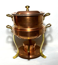 WALDOW ~ Early 2 Qt. Quality Copper MARMITE w/LID & WARMING STAND ~ Brooklyn NY