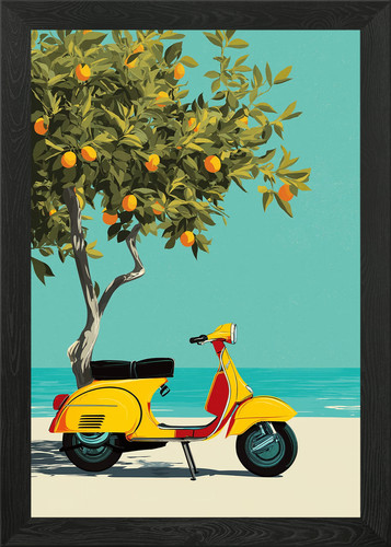 Yellow vespa scooter orange - yellow,
