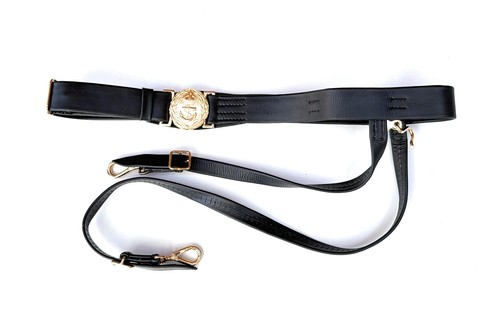 Sword belt black leather - leather, rn