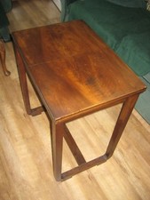  MAHOGANY / GREEN BAIZE TOPPED SWIVEL AND FOLD OUT CARD TABLE ANTIQUE / VINTAGE