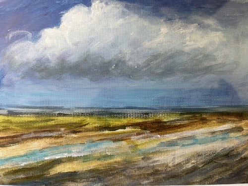 Oil painting skycape scene - oil,