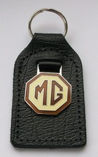 MG ENAMEL AND LEATHER KEYRING