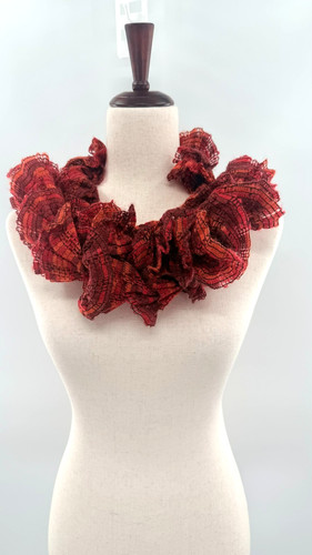 Ruffle yarn scarf orange - yarn,