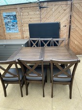 Blakely Wood Extending Dining Table + 6 Cross Back Chairs