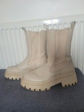 Beige Chunky Boots Size 5