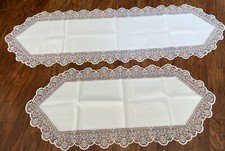 Vintage White Lace Table And Buffet Matching Runners (2) Floral New