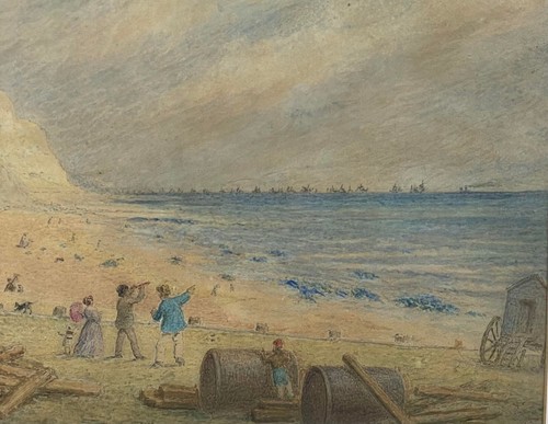 Antique naval watercolour - antique,