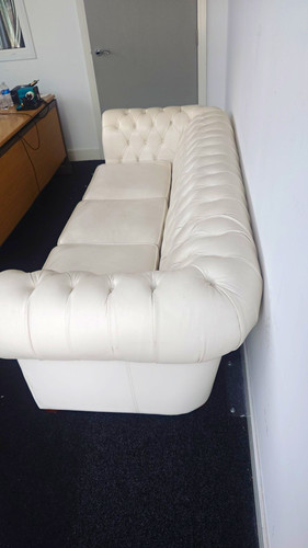 White leather tufted - leather,
