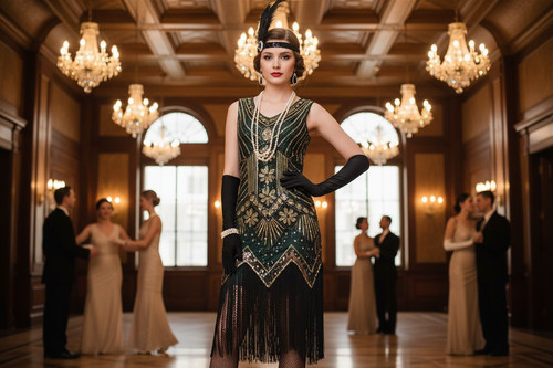 1920s neck green - v,