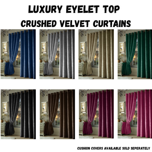 Crushed velvet curtains pair - velvet,