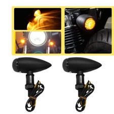 2x Bullet Universal Motorcycle Cruiser Bobber Turn Signal Indicator Amber Lights