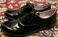 Ricosta Kate Black Patent Brogue Shoes ~ Girls ~ Size 8 UK (42 EU)