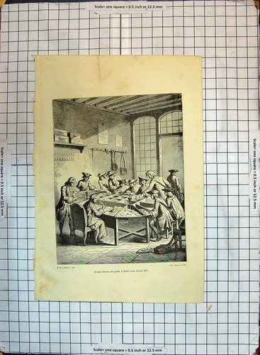 Antique old print - print, bureau