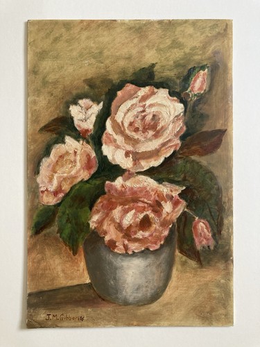 Vintage oil painting roses - vintage,