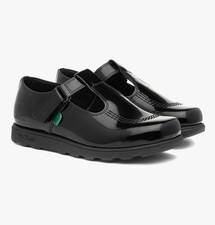 Kickers's Junior Girls Fragma T-Bar Patent Leather Shoes in black 