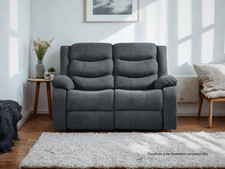 Recliner 2 Seater Sofa in Grey Fabric New | MNS24 | Clearance | Fast Delivery!