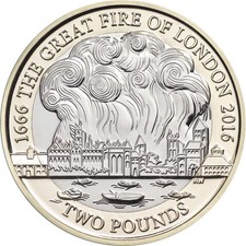 2016 £2 Coin Commemorating The Great Fire of London’s 350th Anniversary