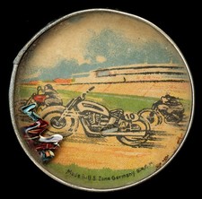 Antique Dexterity Puzzle: “Motorcycle Race with Sidecar” (U.S. Zone Germany)