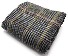 Green Pink Check Wool Fabric