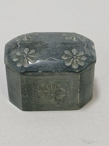 Grey soapstone trinket box - grey,