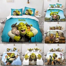 3D Shrek Monster Anime Quilt Duvet Set Bedding Set Pillowcase Single Double UK