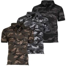Mil-Tec Polo Shirt Camouflage 100% Prewash Cotton Collar Short Sleeve Stretch