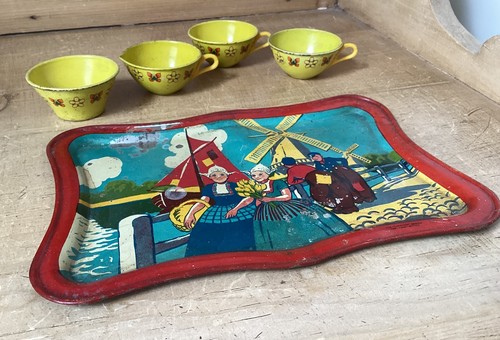 Children antique tin tray - children’s,